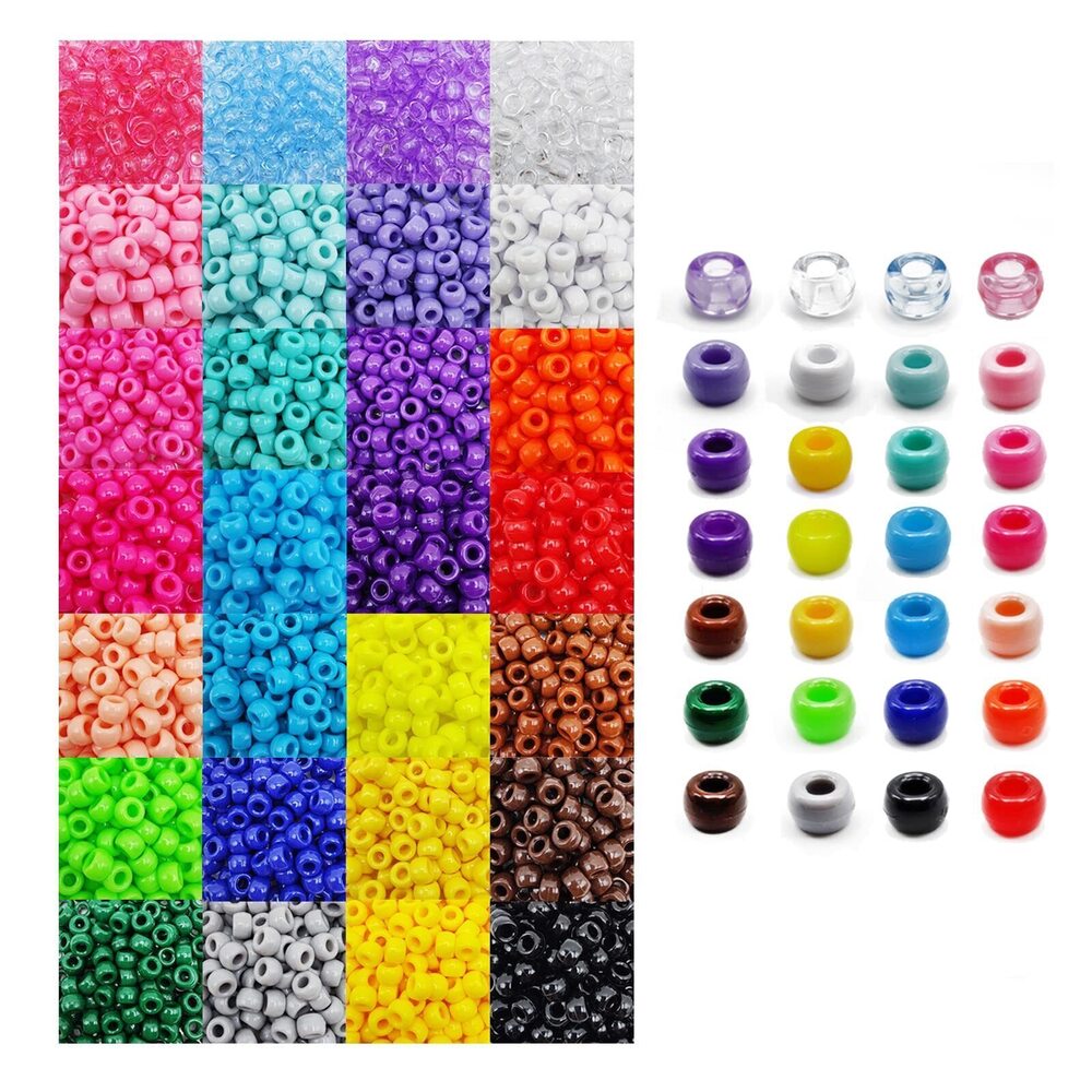2241 Pony Beads 4200pcs 28 Colors Plastic Bead for Craft Bracelets Making